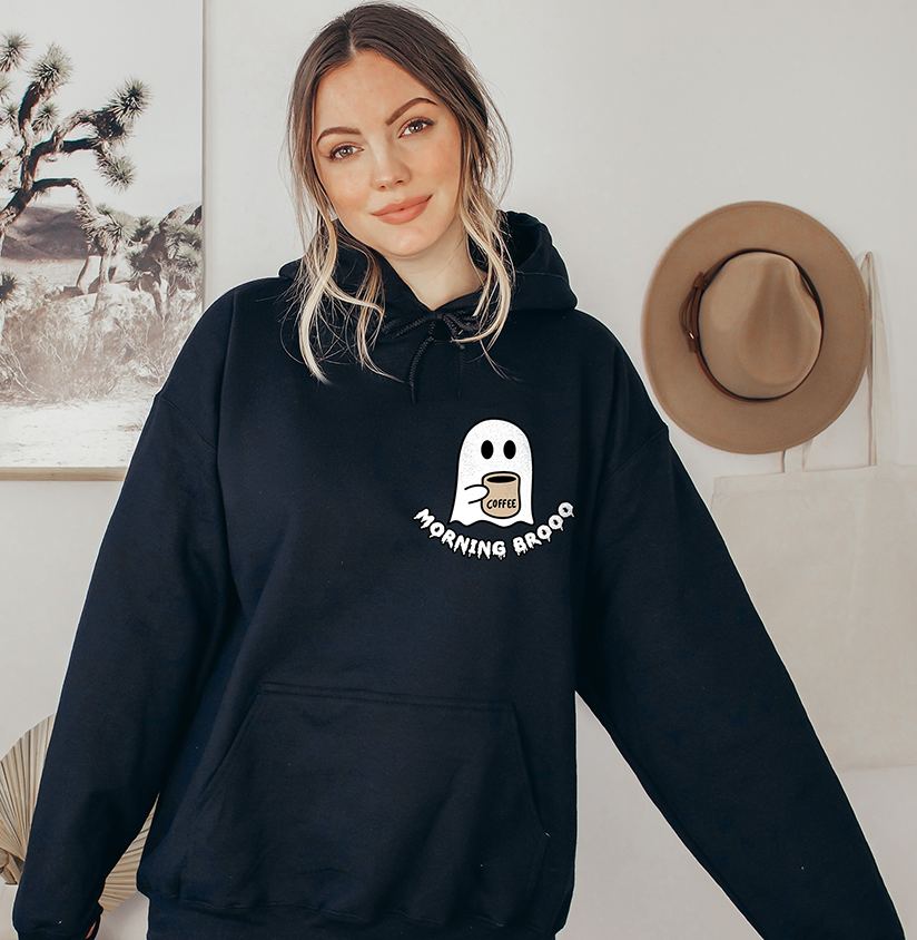 Unisex spooky Cute ghost coffee Hoodie, Halloween Ghost Coffee Lovers Hoodie