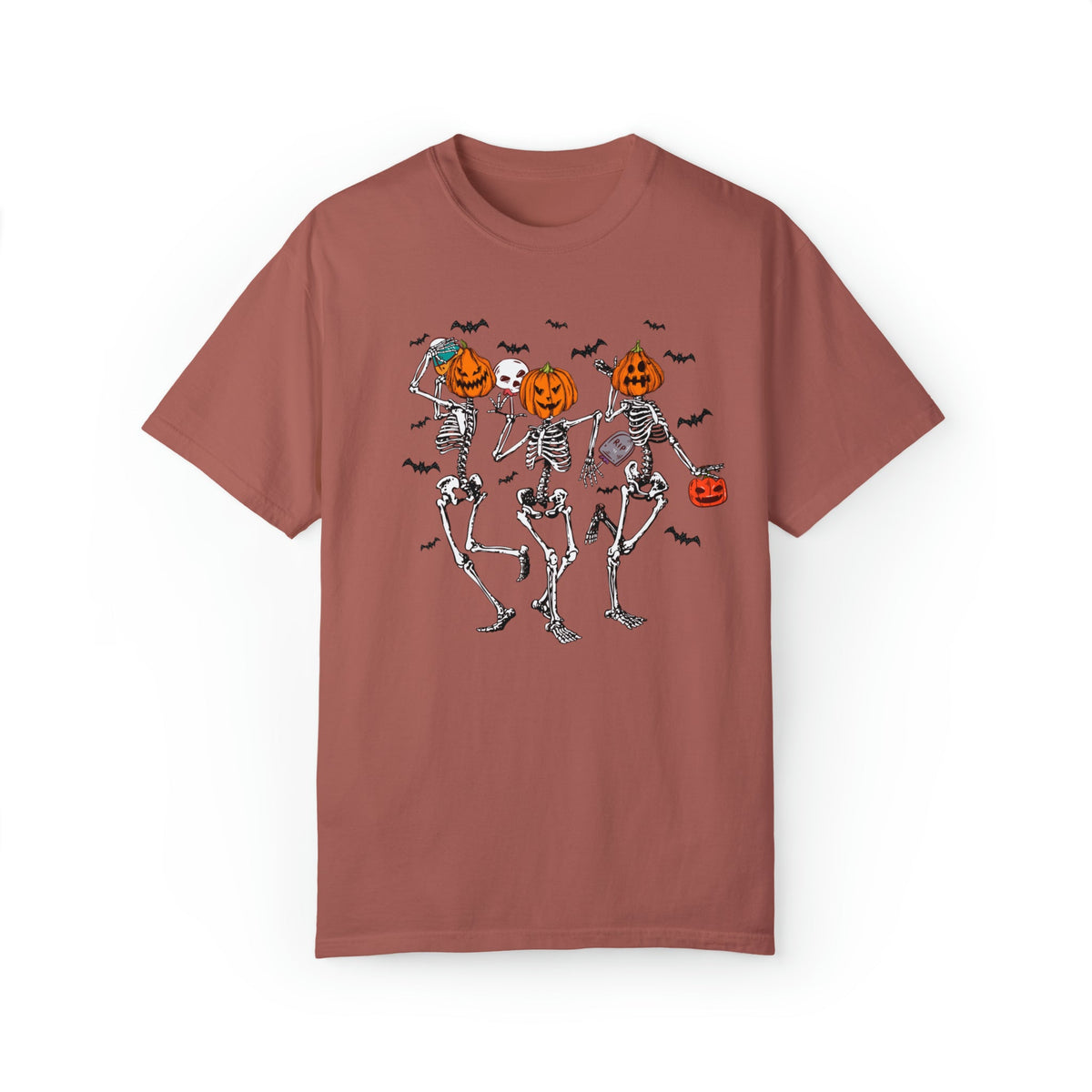 Unisex COMFORT COLOR Dancing Skeleton Halloween Shirt, spooky season pumpkin autumnal