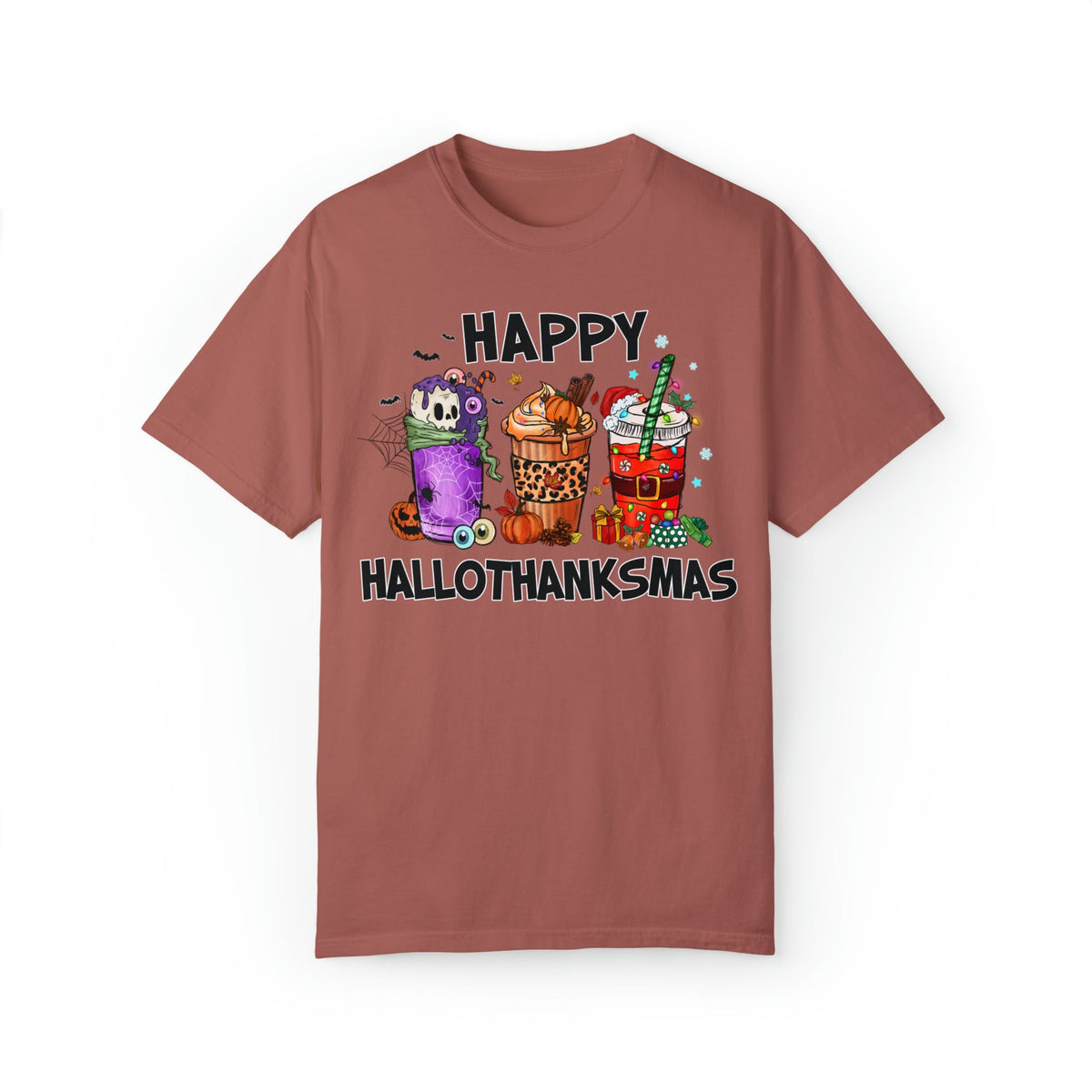 Unisex COMFORT COLORS T-Shirt HalloThanksMas Drinks Tre Thanksg Drinks