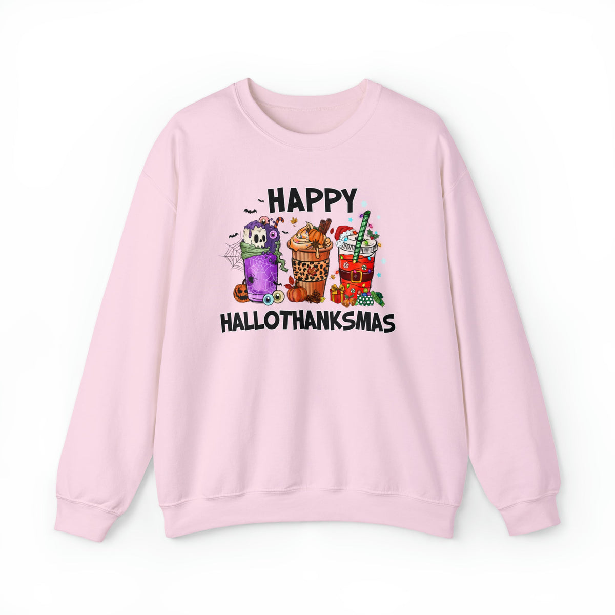 Unisex Sweatshirt HalloThanksMas Drinks Trendy Halloween Thanksgiving Christmas Drinks