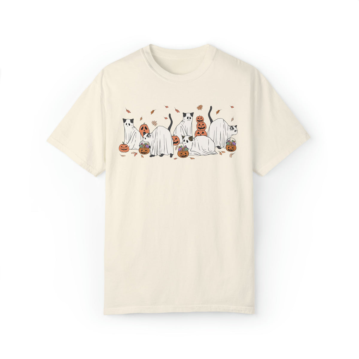 Unisex COMFORT COLORS T-Shirt Halloween Cute Cat Ghosts