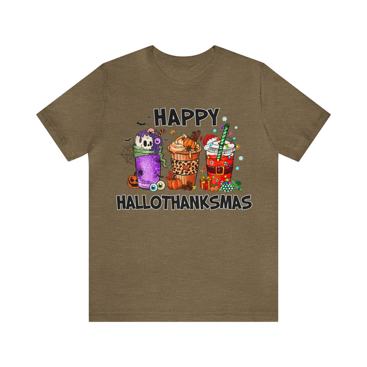 Unisex BELLA CANVA T-Shirt HalloThanksMas Drinks Trendy