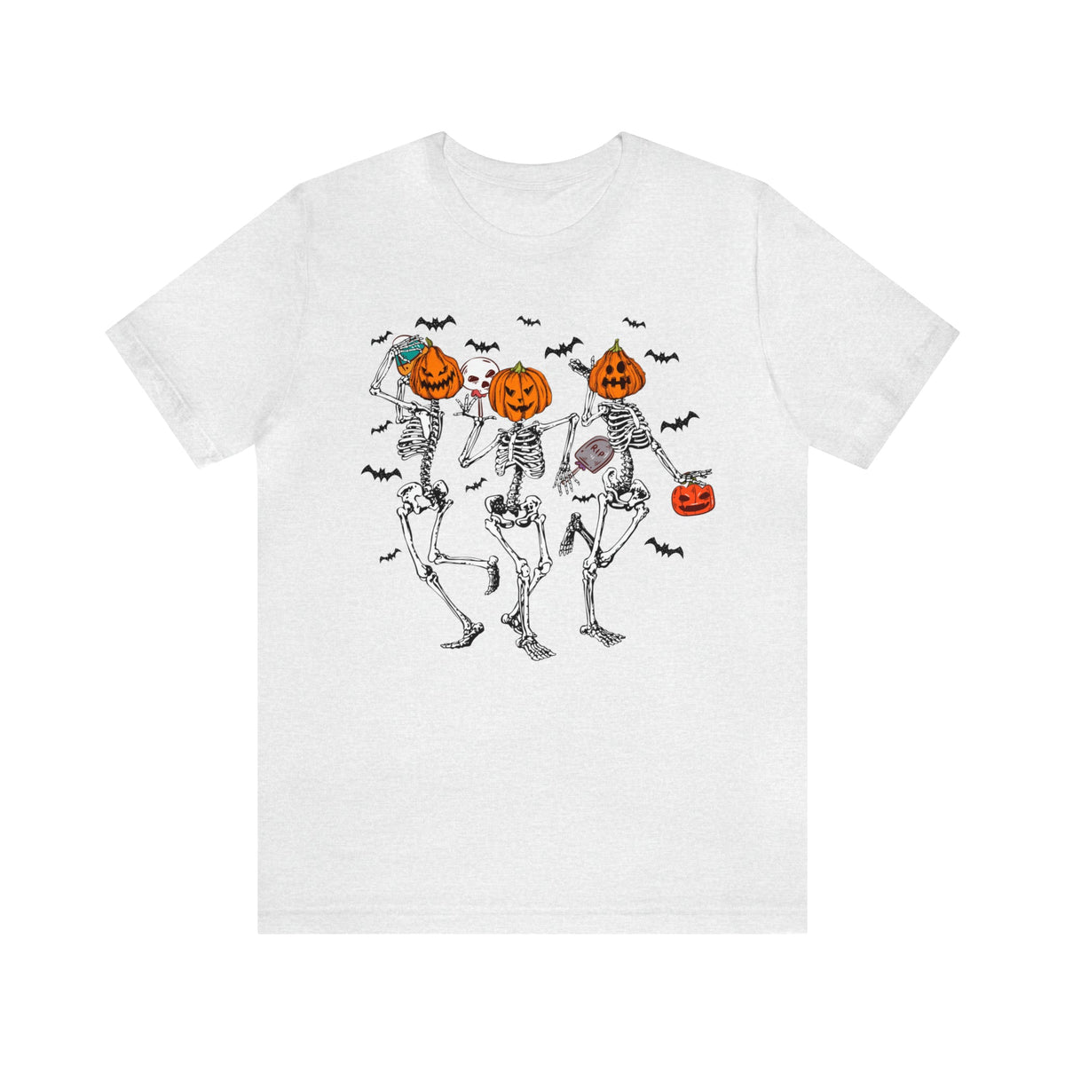 Unisex BELLA CANVA dancing skeletons pumpkin shirt skeletons shirting