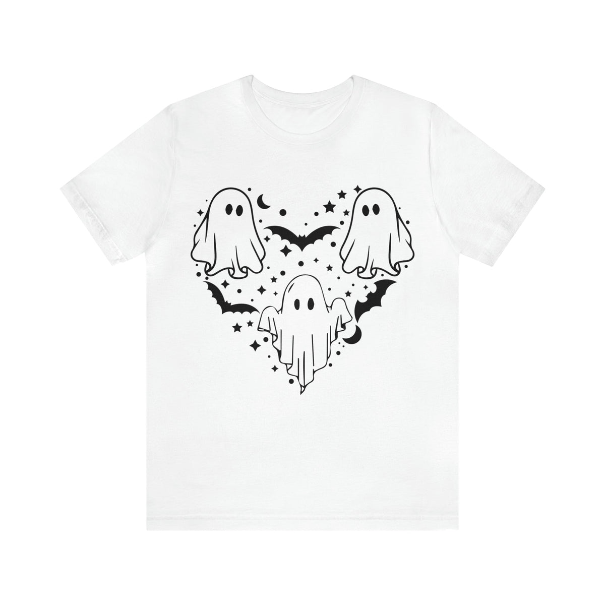 Unisex BELLA CANVA T-Shirt Halloween mystical ghost Doodle Heart Cute Spooky Ghost