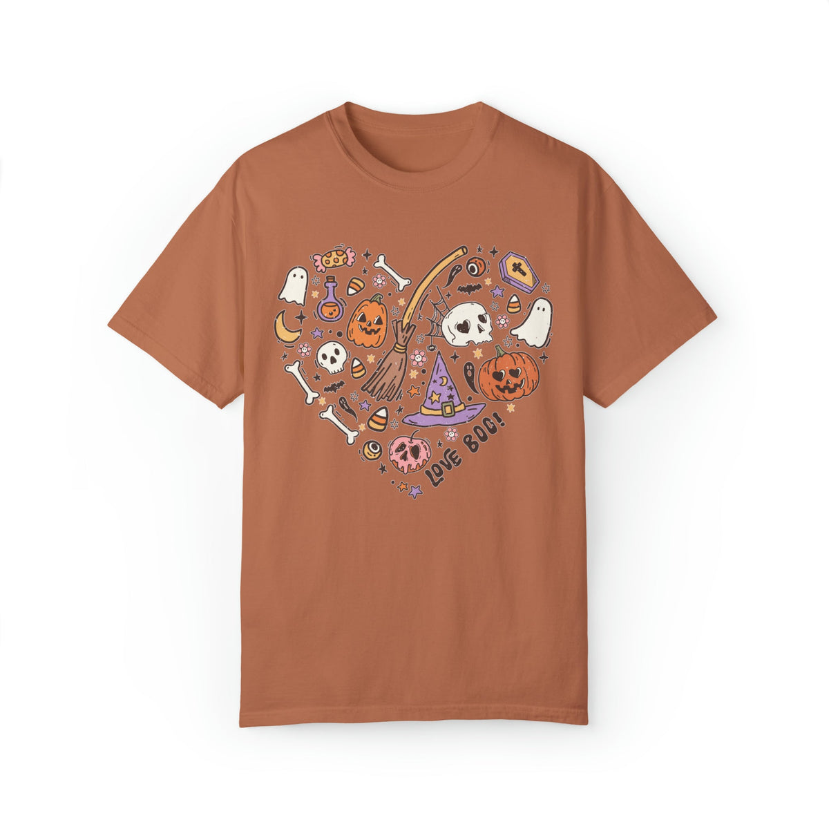 COMFORT COLORS T-Shirt Halloween Heart Doodles Cute Halloween Theme Shirt