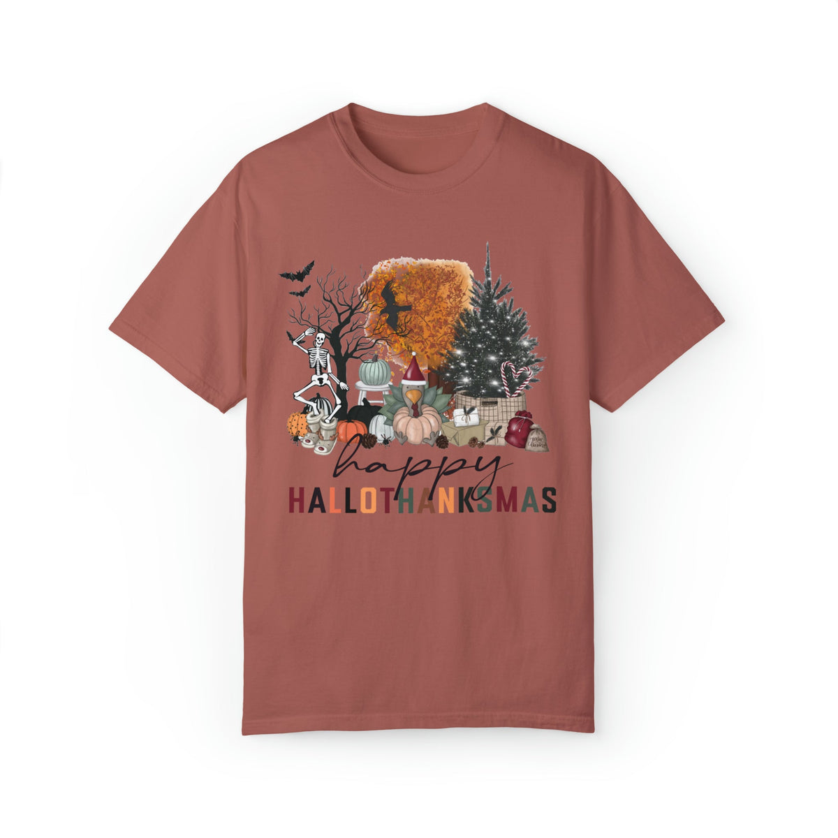 Unisex COMFORT COLORS T-Shirt Happy HalloThanksMas Funny Fall