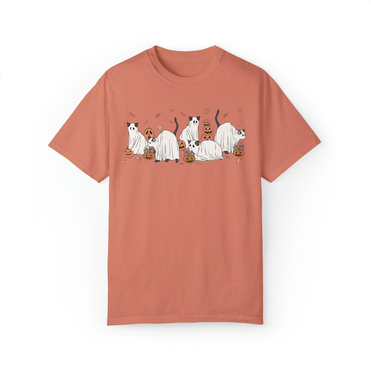 Unisex COMFORT COLORS T-Shirt Halloween Cute Cat Ghosts