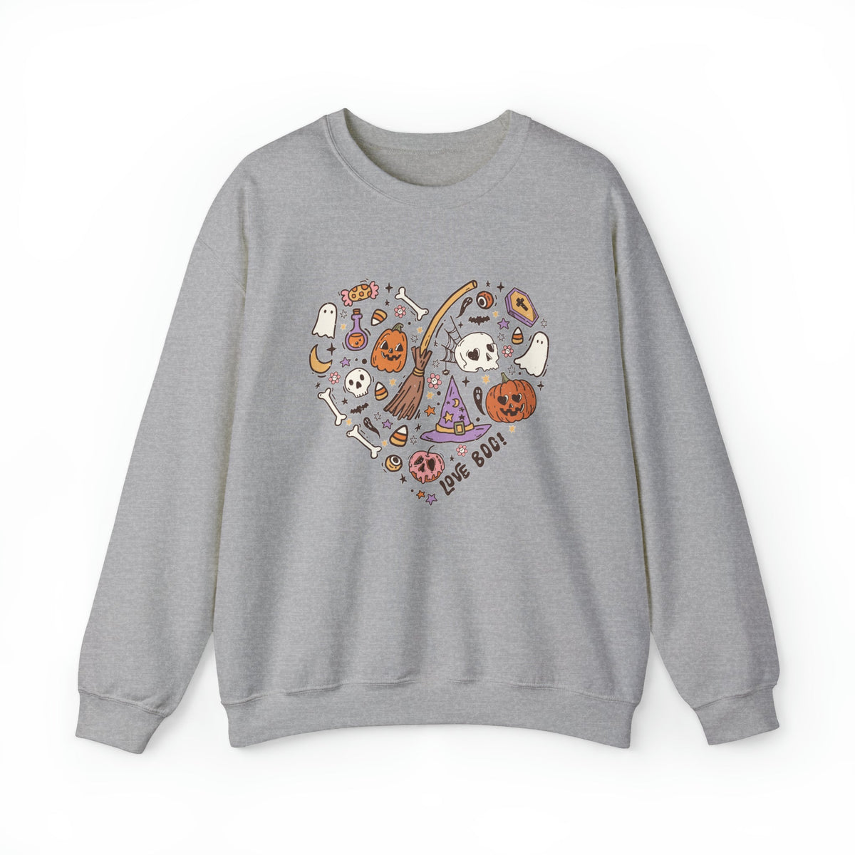 Unisex Sweatshirt Halloween Heart Doodles Cute Halloween Theme Shirt