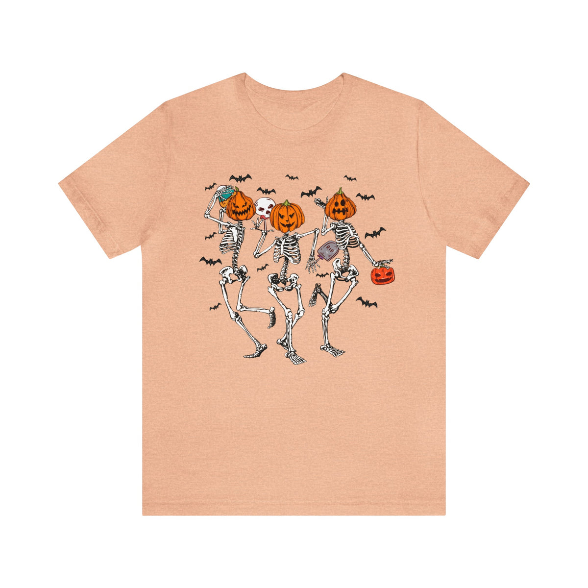 Unisex BELLA CANVA dancing skeletons pumpkin shirt skeletons shirting