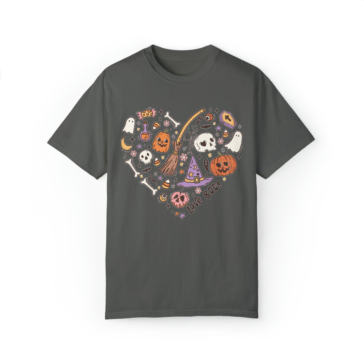 COMFORT COLORS T-Shirt Halloween Heart Doodles Cute Halloween Theme Shirt