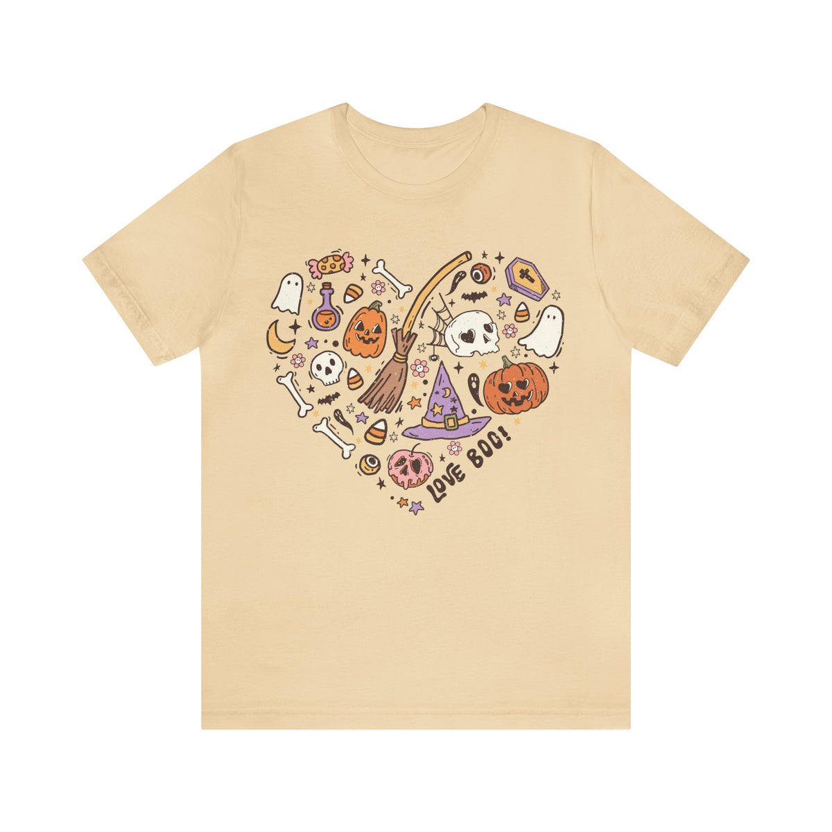 BELLA CANVA T-Shirt Halloween Heart Doodles Cute Halloween Theme Shirt