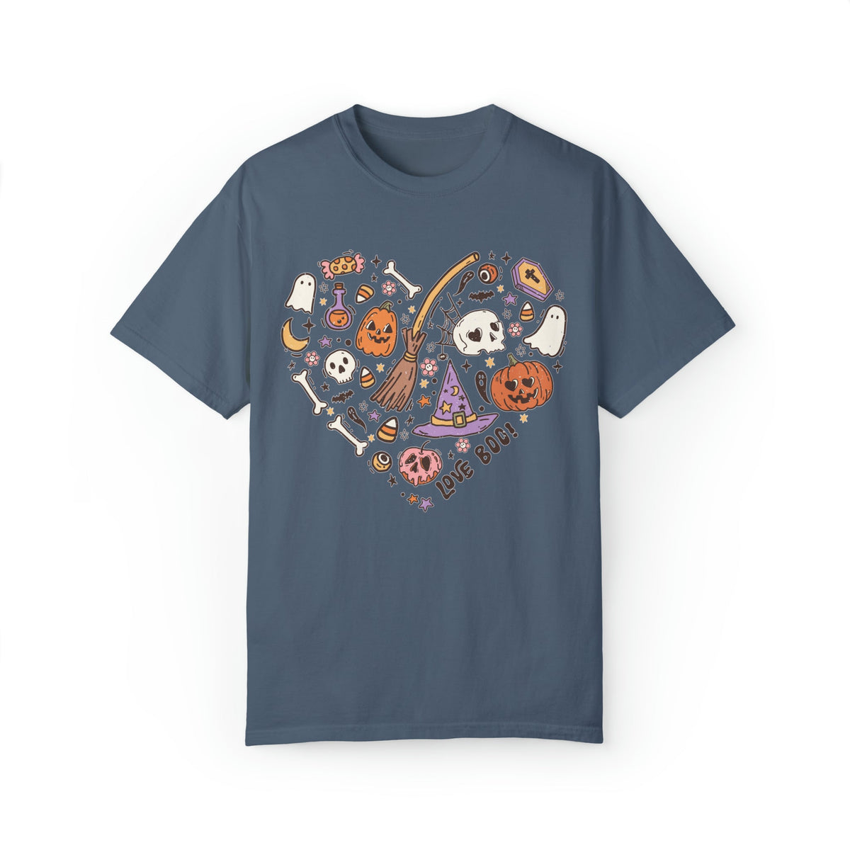 COMFORT COLORS T-Shirt Halloween Heart Doodles Cute Halloween Theme Shirt