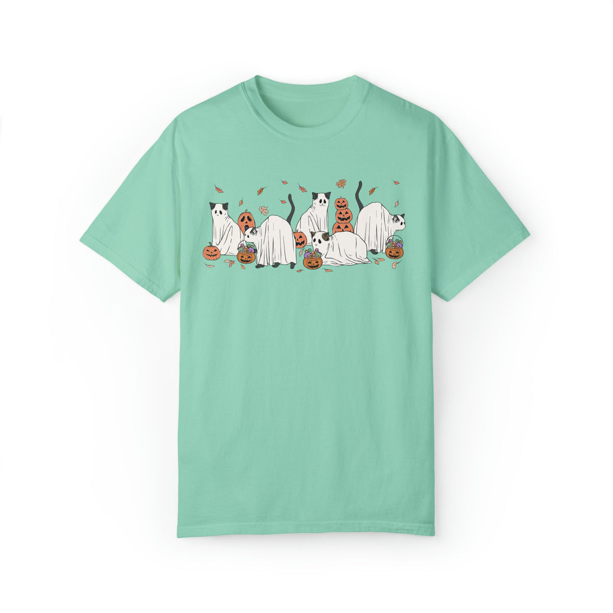 Unisex COMFORT COLORS T-Shirt Halloween Cute Cat Ghosts