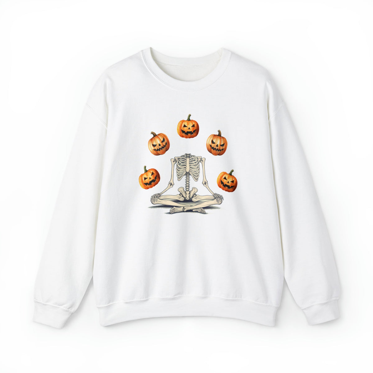 Unisex funny Skeleton pumpkin Sweatshirt, ghostly pumpkin autumnal crewneck