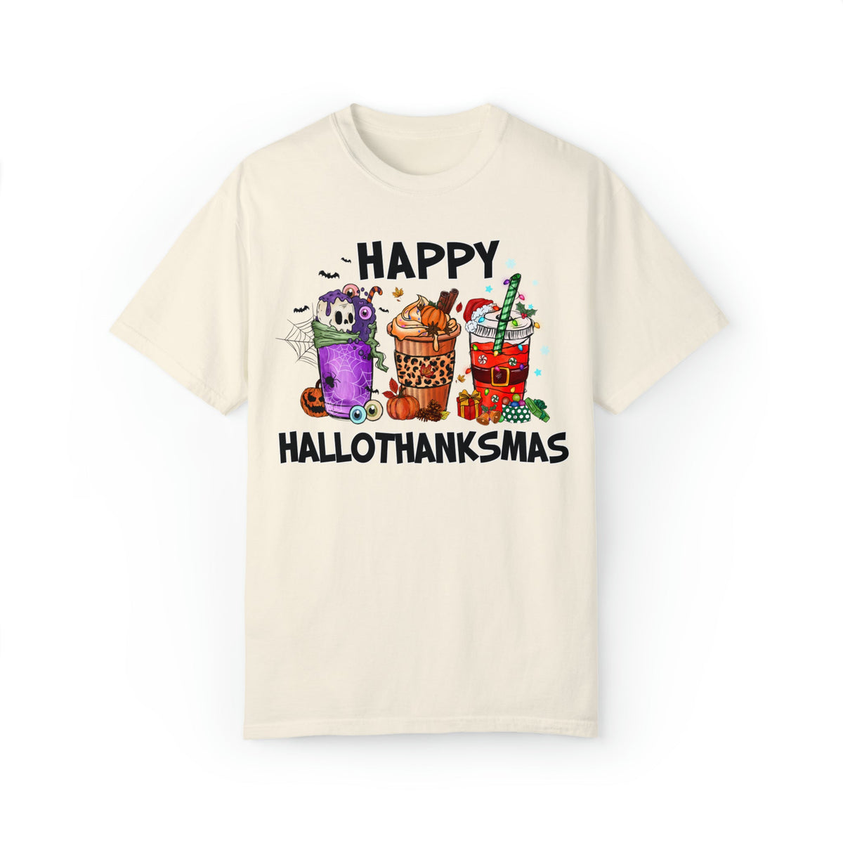 Unisex COMFORT COLORS T-Shirt HalloThanksMas Drinks Tre Thanksg Drinks