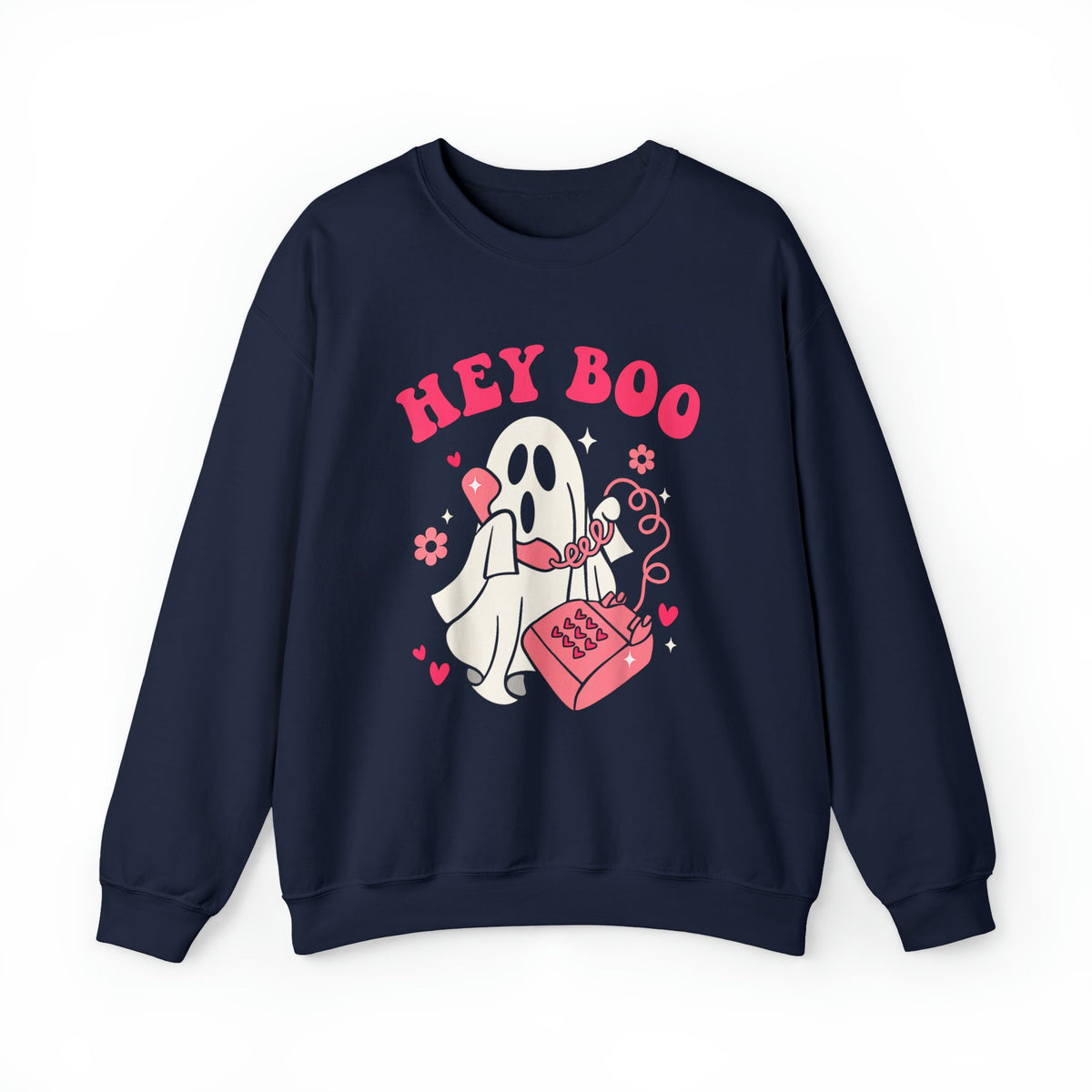 Unisex Sweatshirt Hey Boo Cute Ghost Face