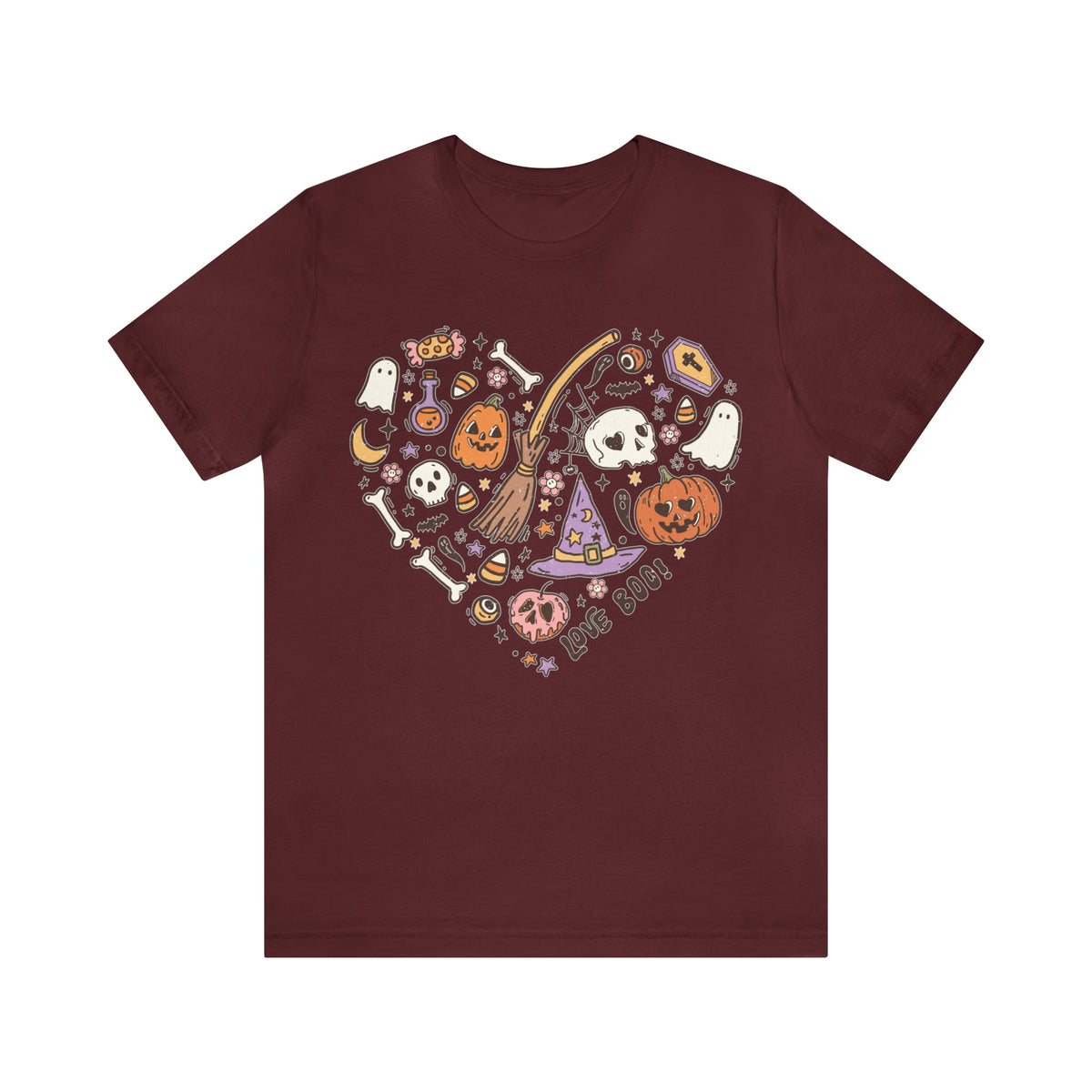 BELLA CANVA T-Shirt Halloween Heart Doodles Cute Halloween Theme Shirt