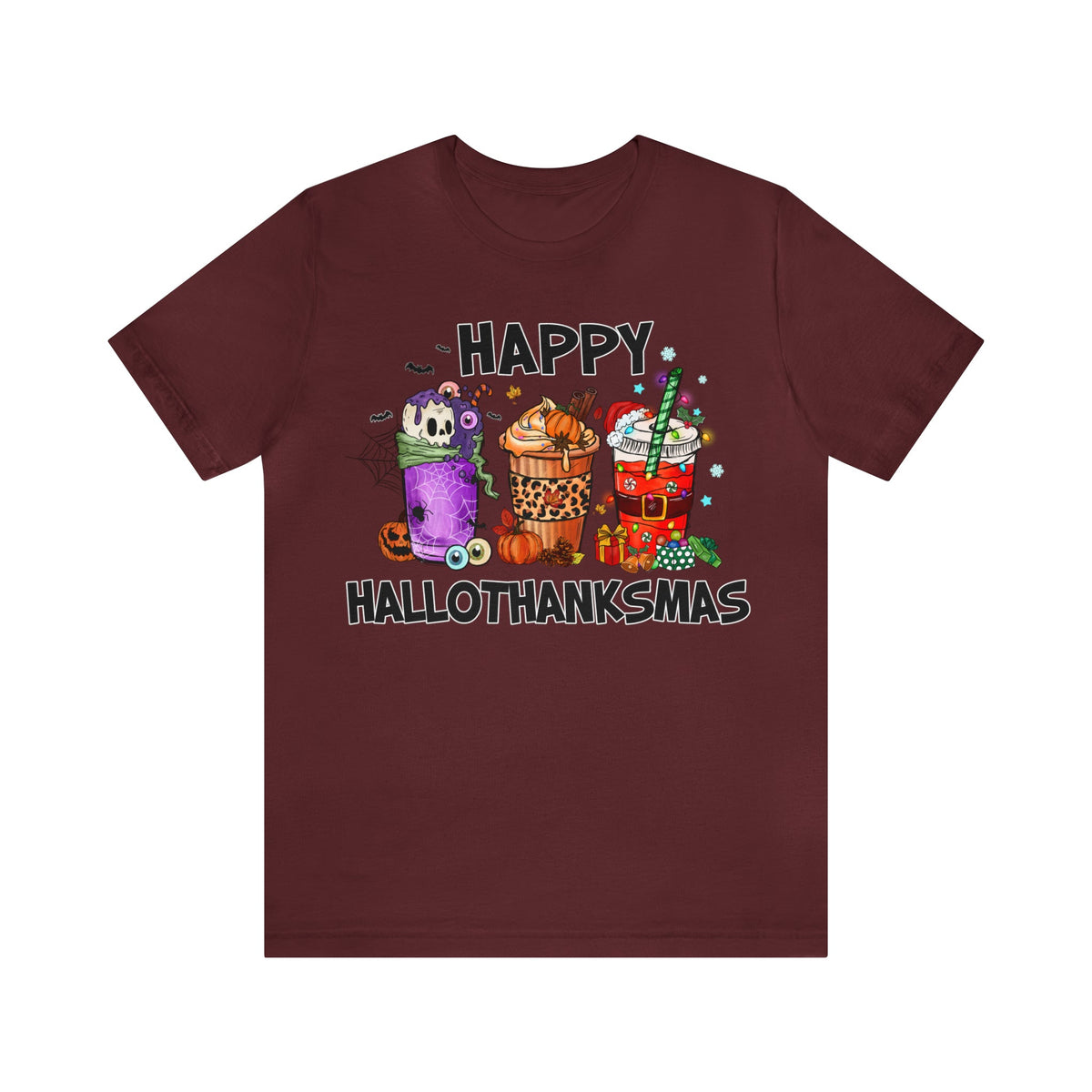 Unisex BELLA CANVA T-Shirt HalloThanksMas Drinks Trendy