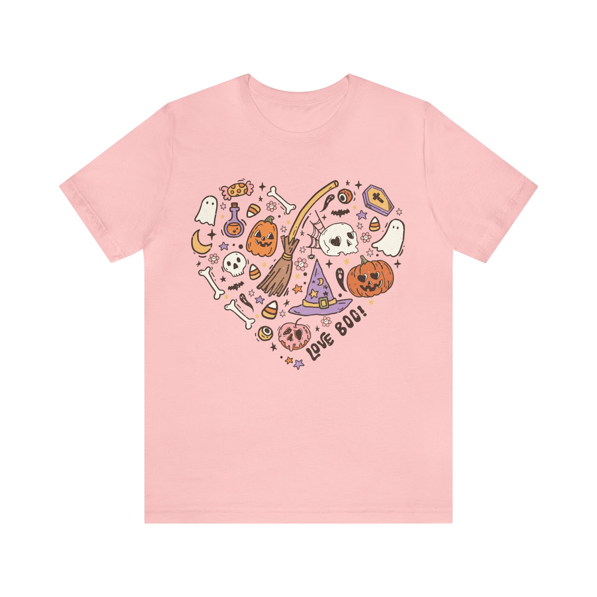 BELLA CANVA T-Shirt Halloween Heart Doodles Cute Halloween Theme Shirt