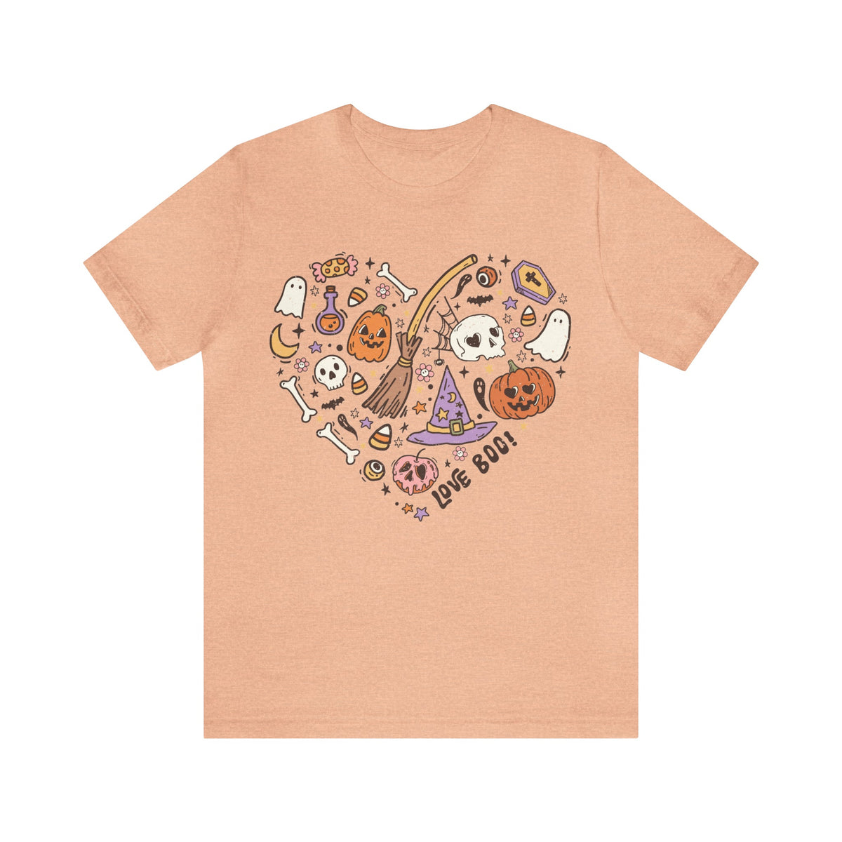 BELLA CANVA T-Shirt Halloween Heart Doodles Cute Halloween Theme Shirt