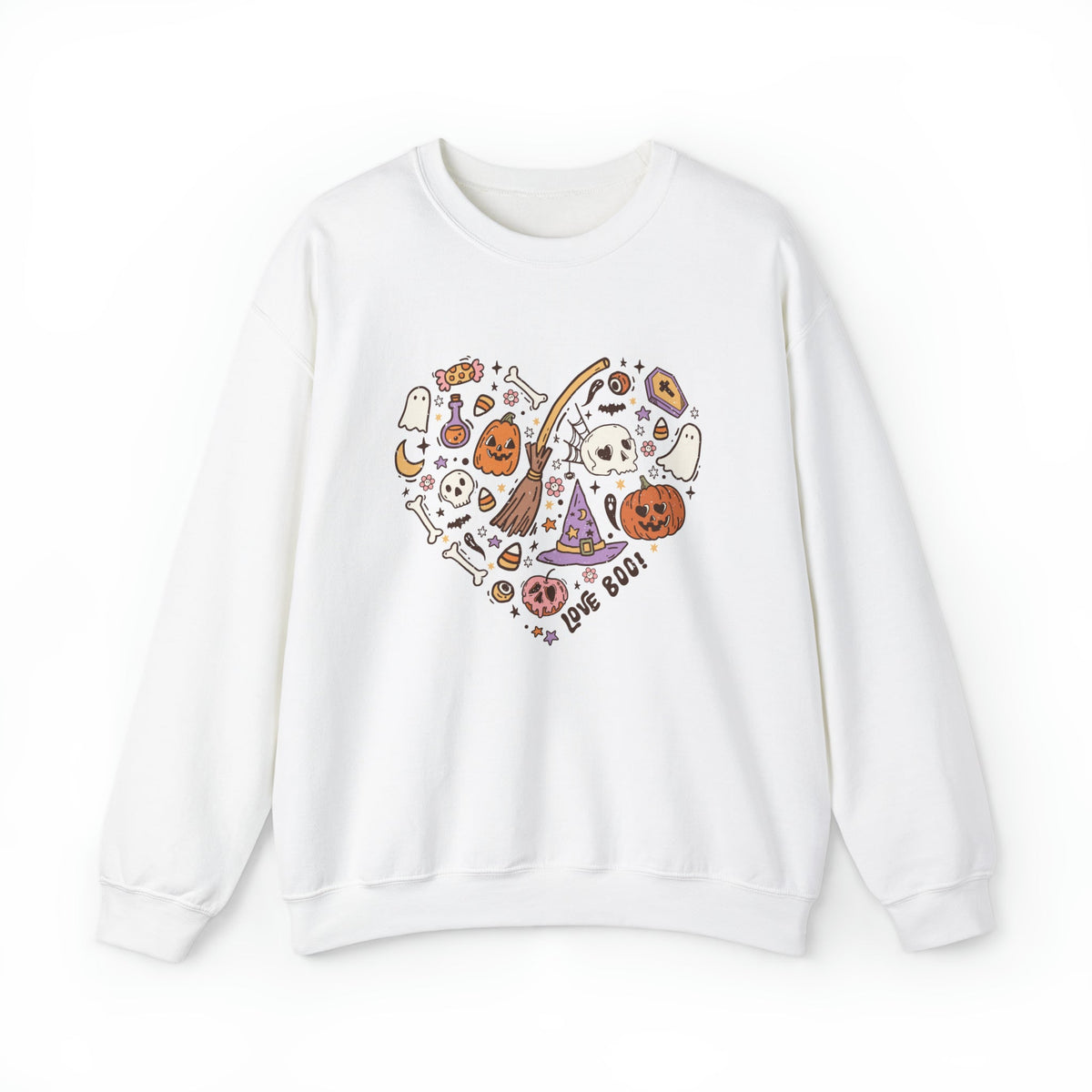 Unisex Sweatshirt Halloween Heart Doodles Cute Halloween Theme Shirt