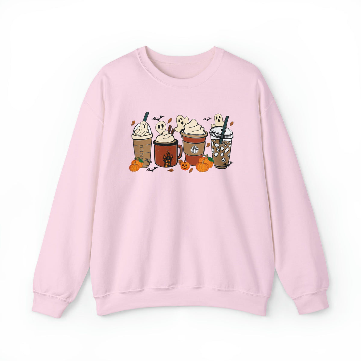 Unisex Sweatshirt Cute Spooky Ghost Coffee, Halloween Pumpkin Spice Fall Drinks Latte