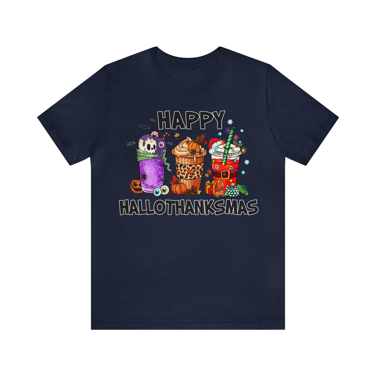 Unisex BELLA CANVA T-Shirt HalloThanksMas Drinks Trendy