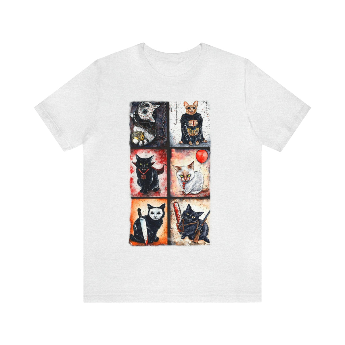 Unisex BELLA CANVA Tshirt Let'S Watch Scary Movies Ghost Face movie 90's Horror Black Cat Halloween