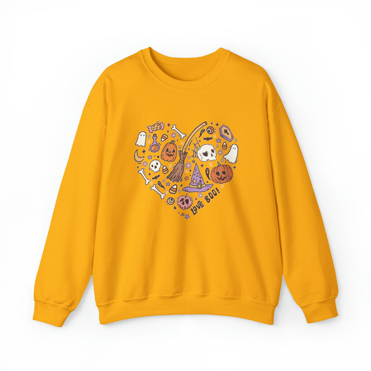 Unisex Sweatshirt Halloween Heart Doodles Cute Halloween Theme Shirt