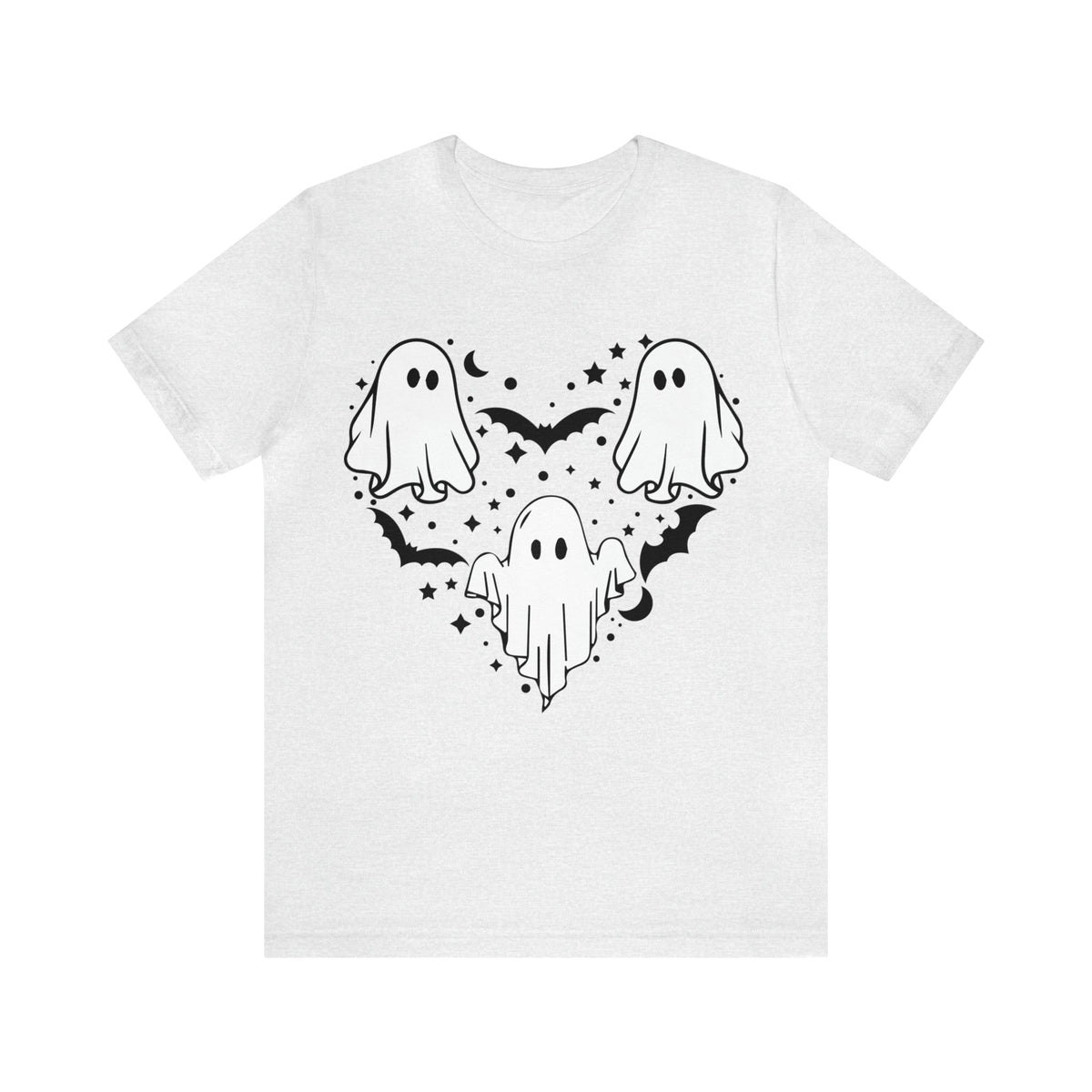 Unisex BELLA CANVA T-Shirt Halloween mystical ghost Doodle Heart Cute Spooky Ghost