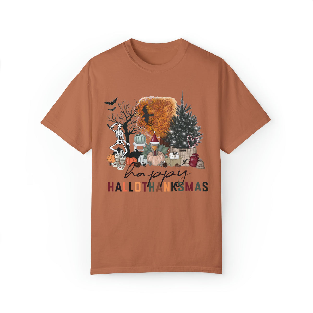 Unisex COMFORT COLORS T-Shirt Happy HalloThanksMas Funny Fall