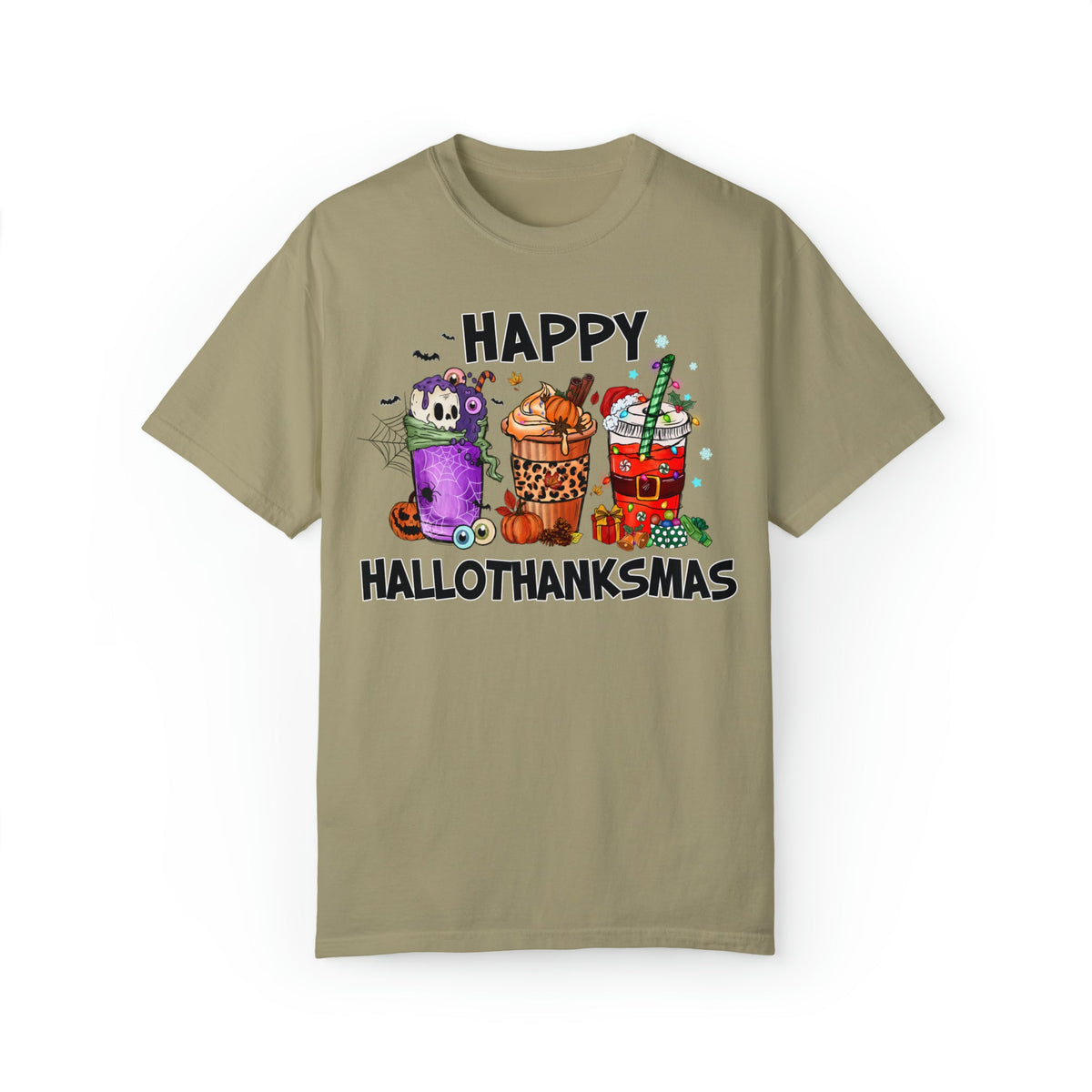 Unisex COMFORT COLORS T-Shirt HalloThanksMas Drinks Tre Thanksg Drinks