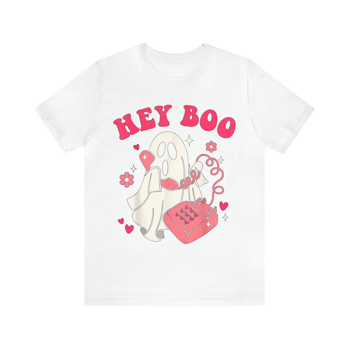 Unisex BELLA CANVA T-Shirt Hey Boo Cute Ghost Face