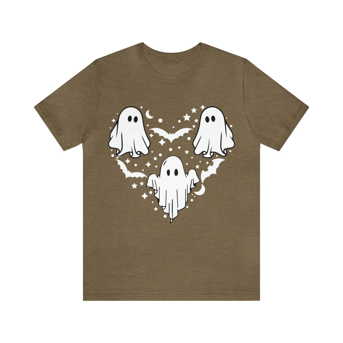 Unisex BELLA CANVA T-Shirt Halloween mystical ghost Doodle Heart Cute Spooky Ghost