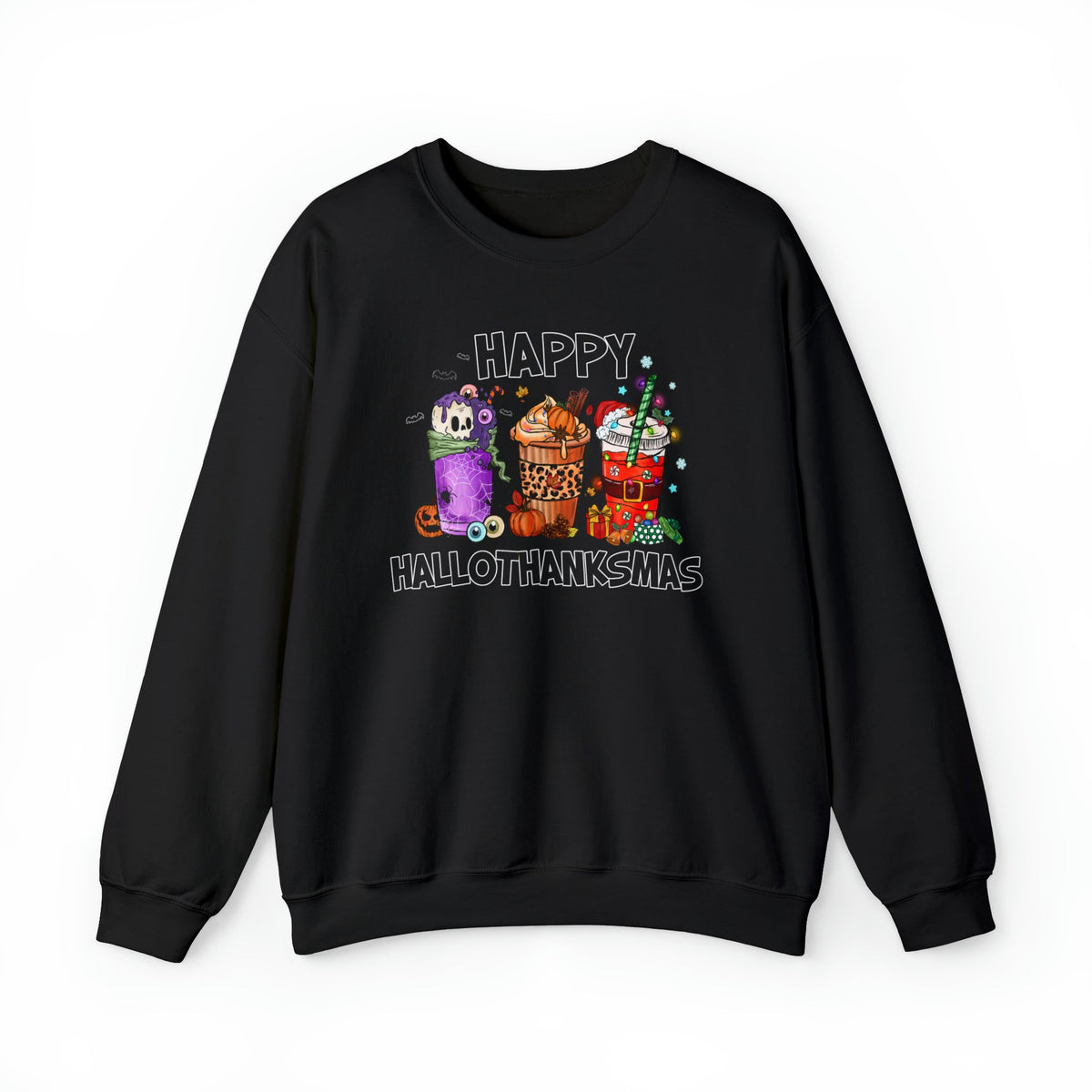 Unisex Sweatshirt HalloThanksMas Drinks Trendy Halloween Thanksgiving Christmas Drinks