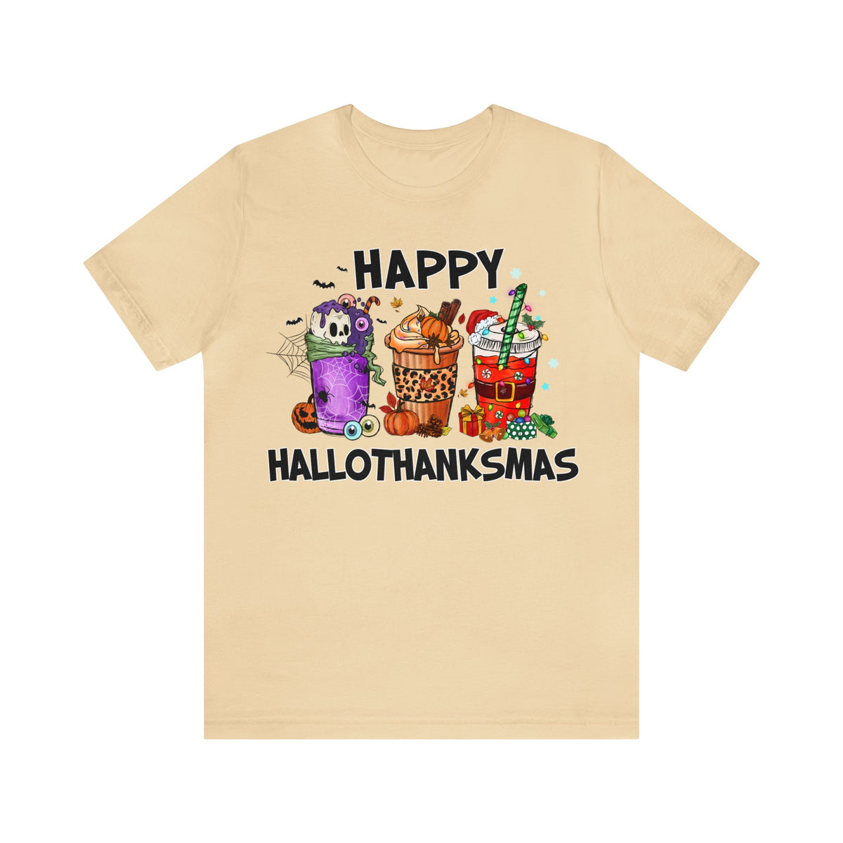 Unisex BELLA CANVA T-Shirt HalloThanksMas Drinks Trendy