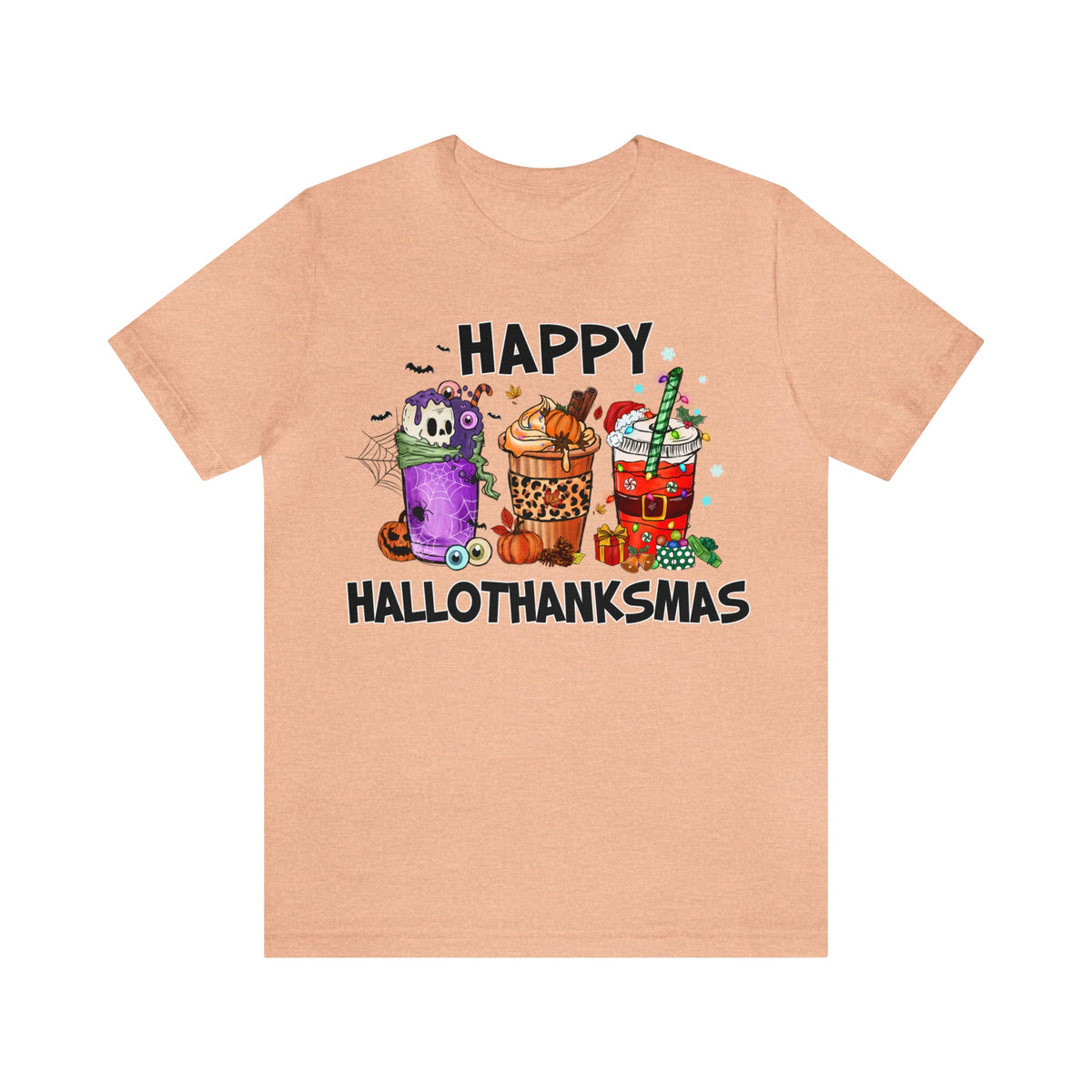 Unisex BELLA CANVA T-Shirt HalloThanksMas Drinks Trendy