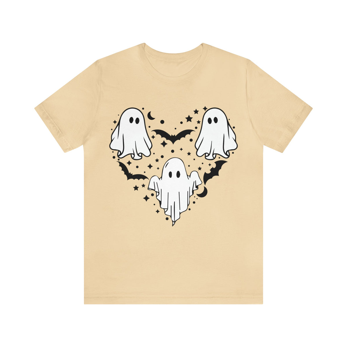 Unisex BELLA CANVA T-Shirt Halloween mystical ghost Doodle Heart Cute Spooky Ghost