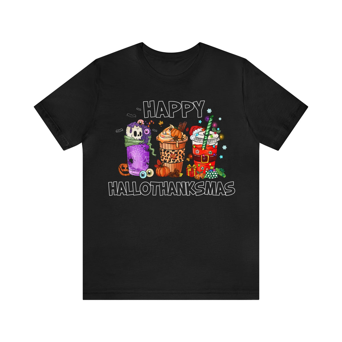 Unisex BELLA CANVA T-Shirt HalloThanksMas Drinks Trendy