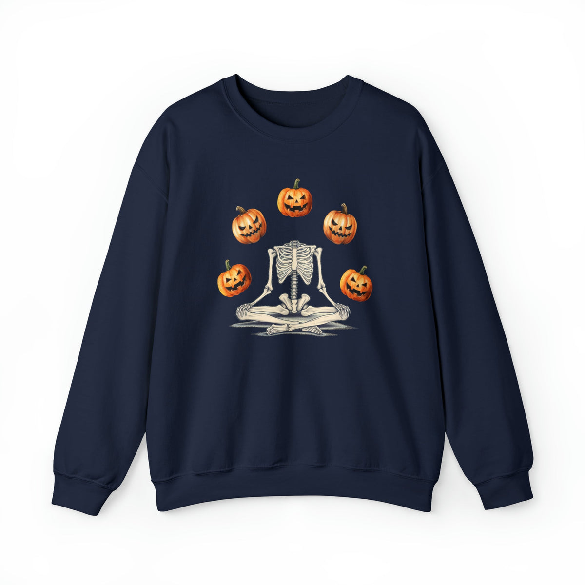 Unisex funny Skeleton pumpkin Sweatshirt, ghostly pumpkin autumnal crewneck