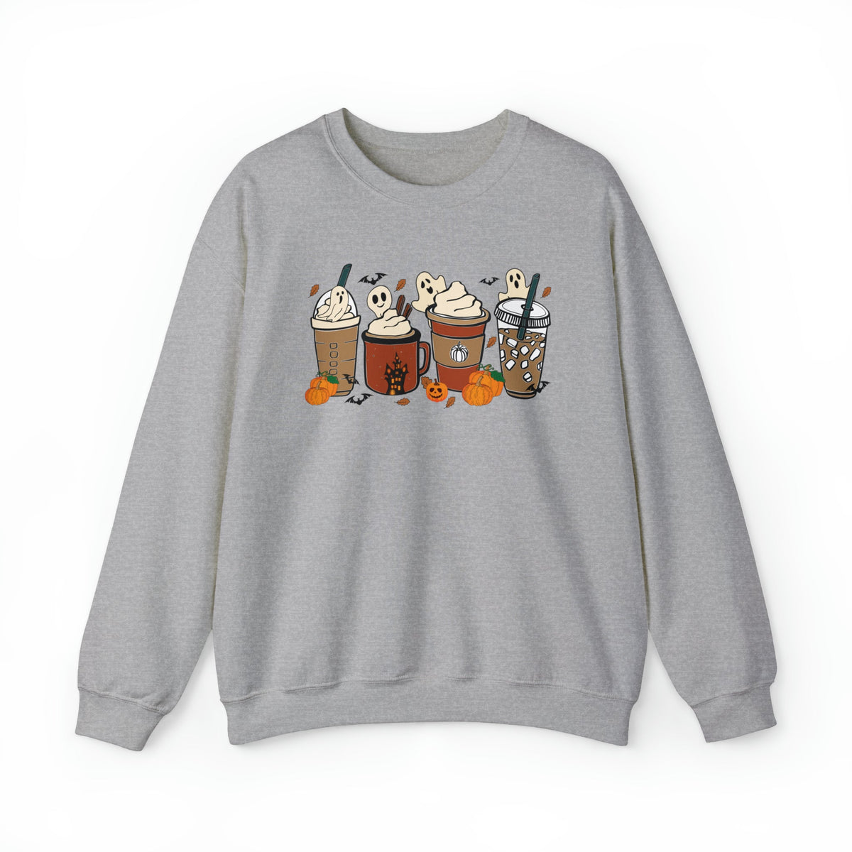 Unisex Sweatshirt Cute Spooky Ghost Coffee, Halloween Pumpkin Spice Fall Drinks Latte