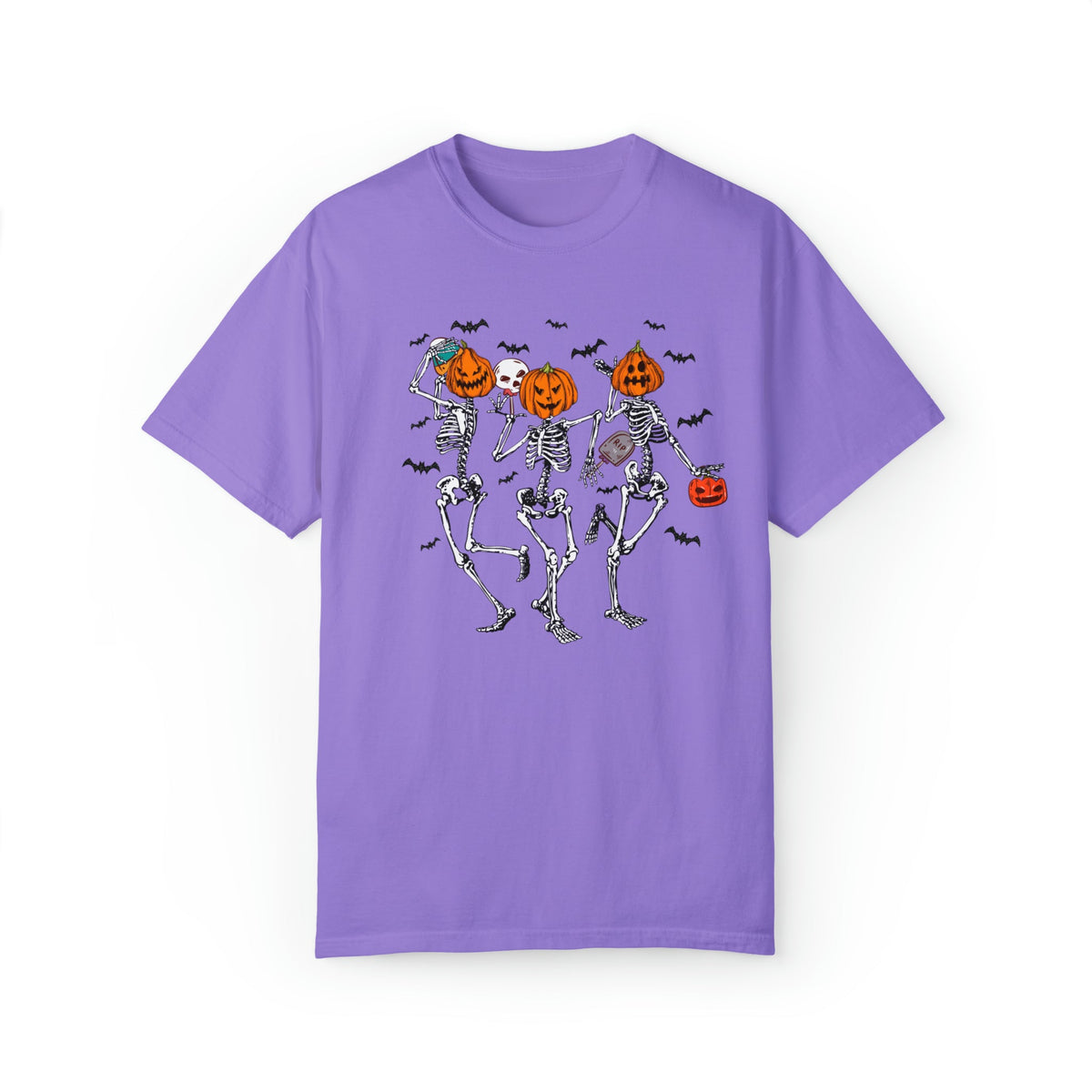 Unisex COMFORT COLOR Dancing Skeleton Halloween Shirt, spooky season pumpkin autumnal