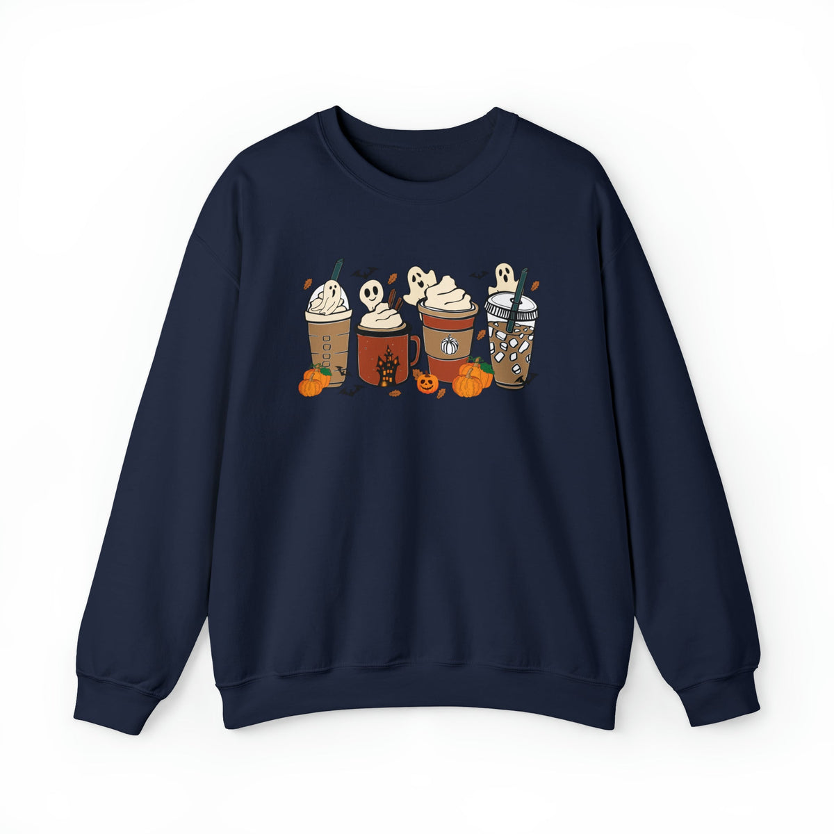 Unisex Sweatshirt Cute Spooky Ghost Coffee, Halloween Pumpkin Spice Fall Drinks Latte