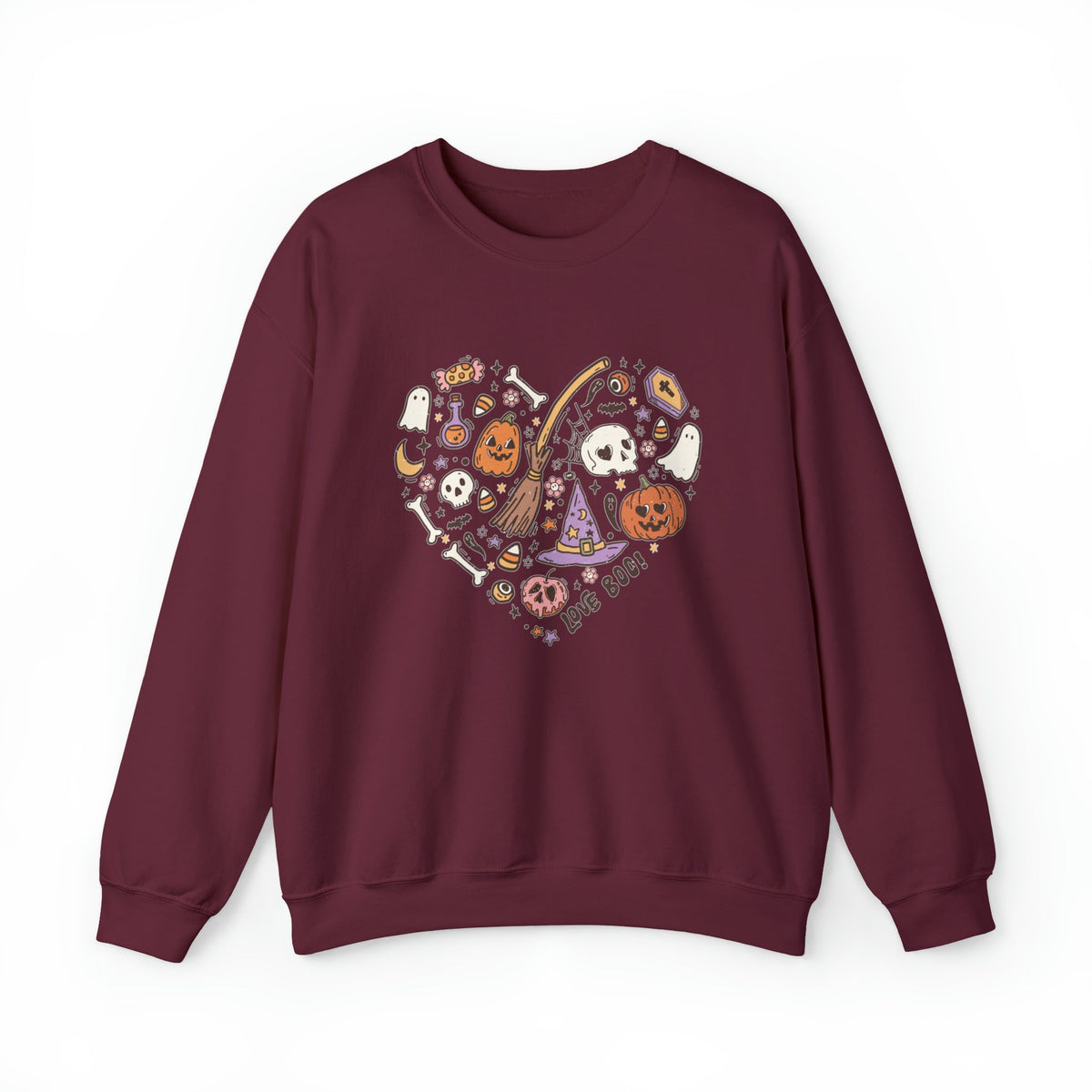 Unisex Sweatshirt Halloween Heart Doodles Cute Halloween Theme Shirt