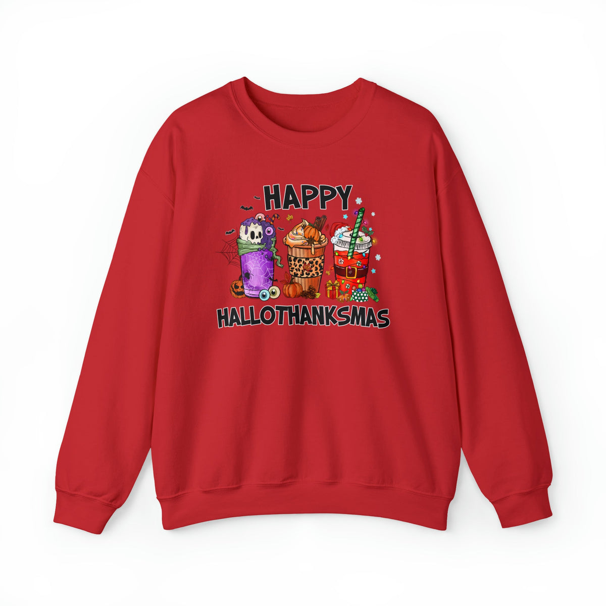 Unisex Sweatshirt HalloThanksMas Drinks Trendy Halloween Thanksgiving Christmas Drinks