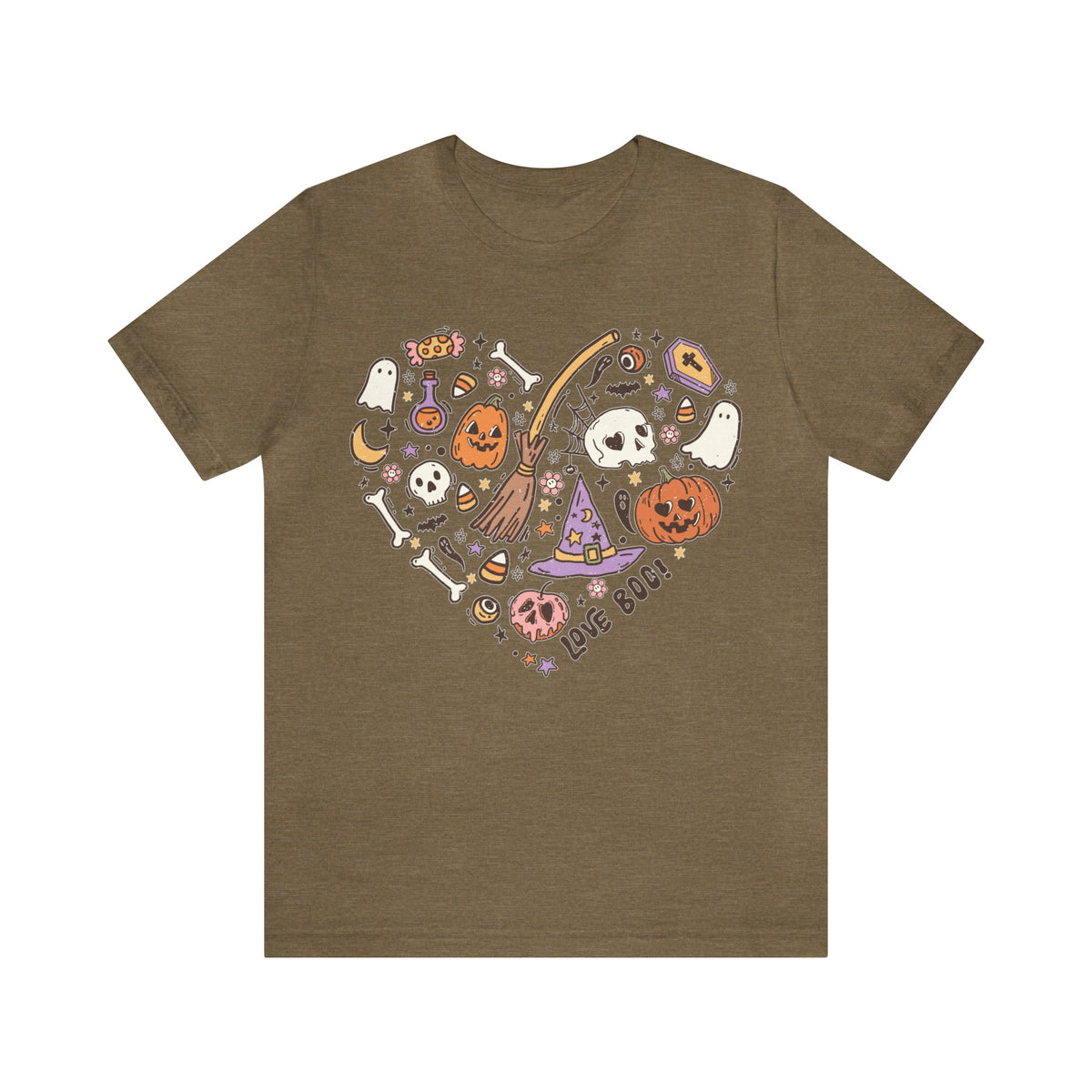 BELLA CANVA T-Shirt Halloween Heart Doodles Cute Halloween Theme Shirt