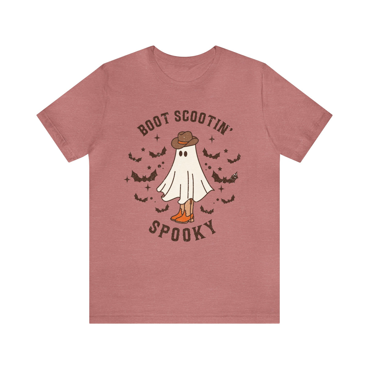 Unisex BELLA CANVA Tshirt Boot Scootin Spooky, Western Halloween Cowboy Ghost