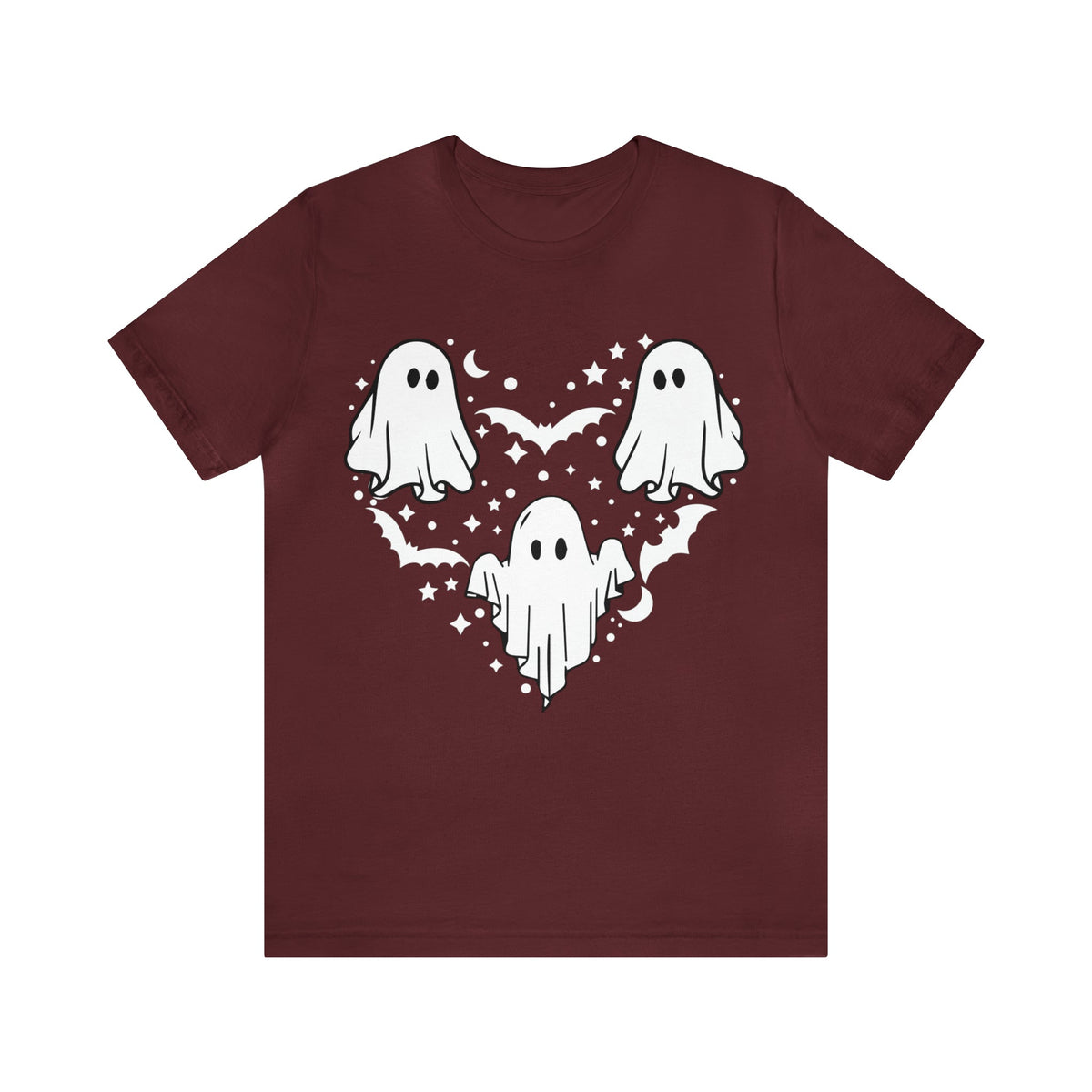 Unisex BELLA CANVA T-Shirt Halloween mystical ghost Doodle Heart Cute Spooky Ghost