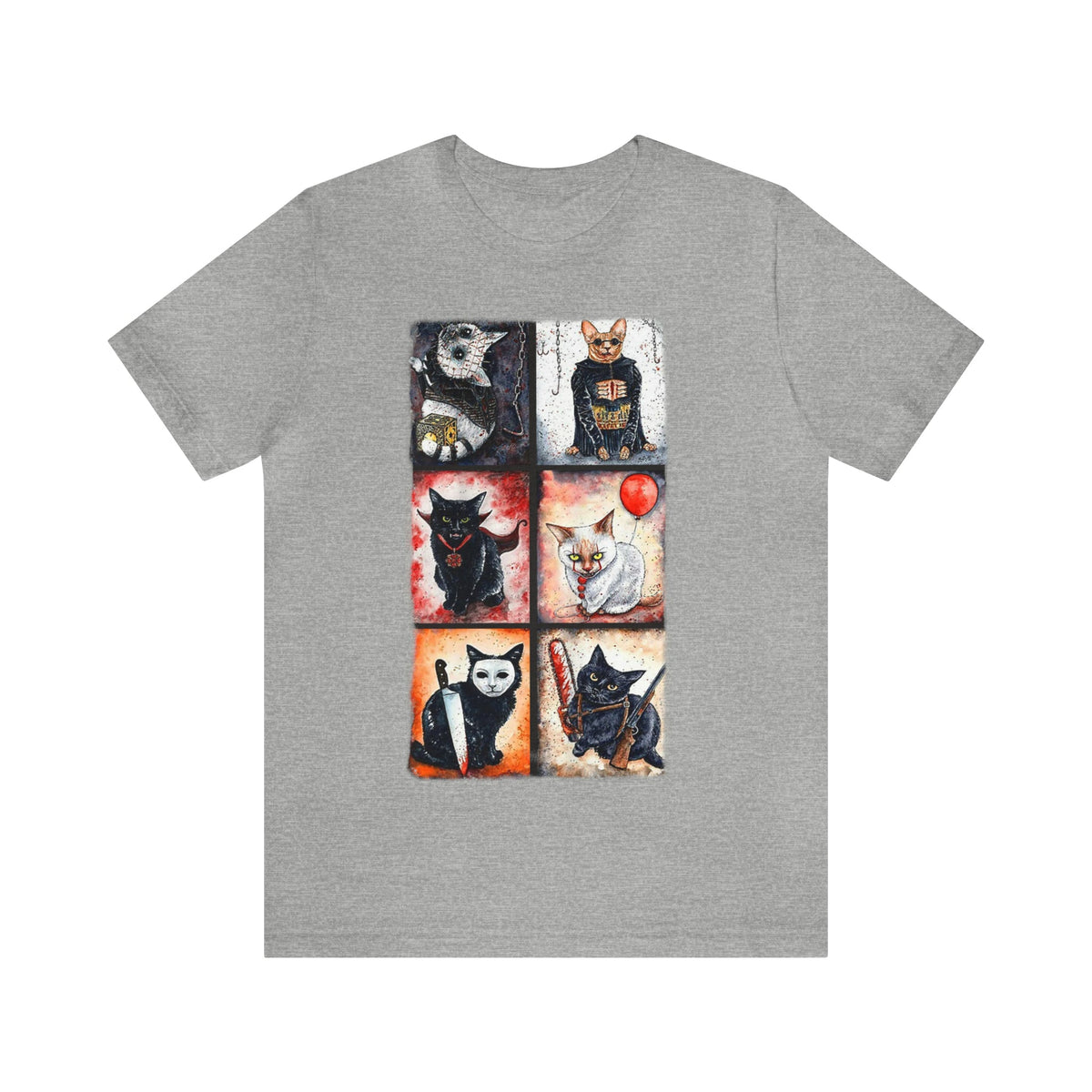 Unisex BELLA CANVA Tshirt Let'S Watch Scary Movies Ghost Face movie 90's Horror Black Cat Halloween