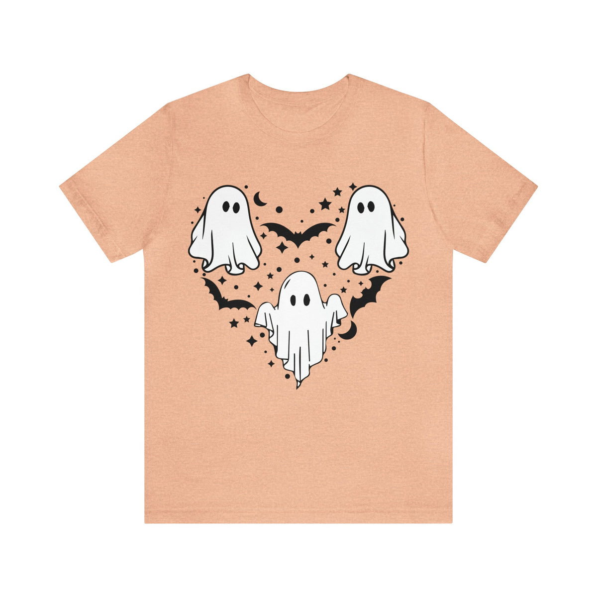 Unisex BELLA CANVA T-Shirt Halloween mystical ghost Doodle Heart Cute Spooky Ghost